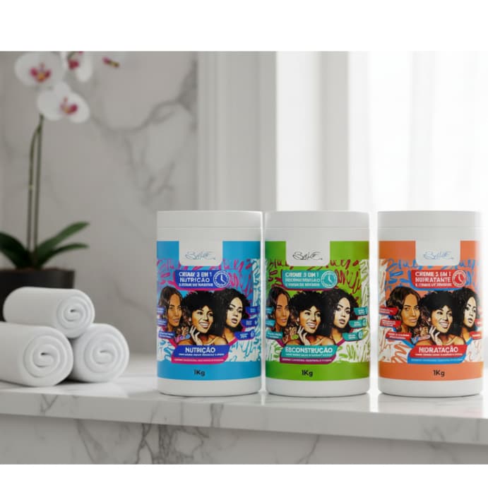 3 Mascaras Capilar 2 em 1 Belkit 1 Kg - Hidratação - Nutrição - Reconstrução Cronograma Capilar