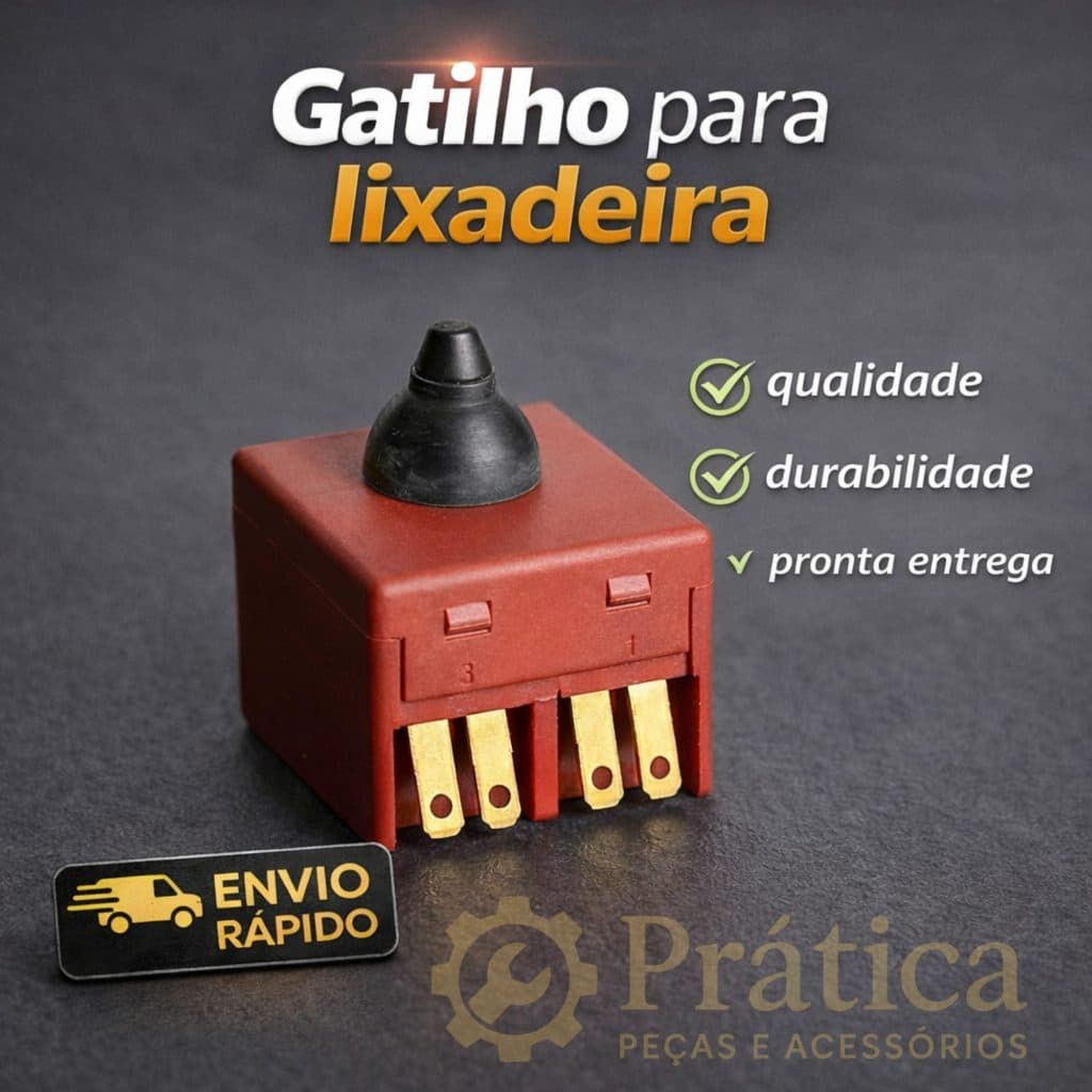 Interruptor Gatilho Liga Desliga p/ Lixadeira Pequena – Compatível c/ Bosch Makita Dewalt Black+Decker, entre outras