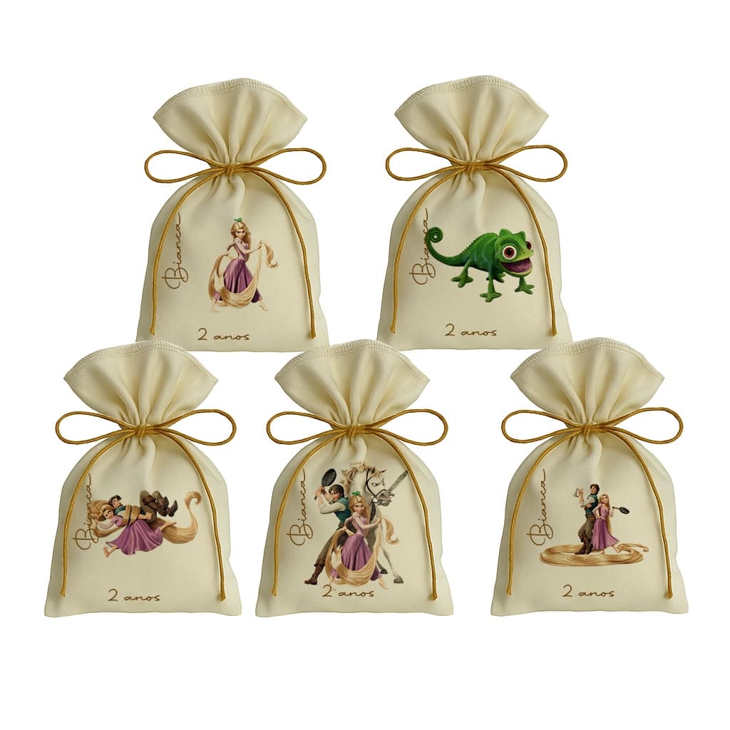 Kit 10 Saquinho Personalizados Festa Lembrancinhas Enrolados Rapunzel