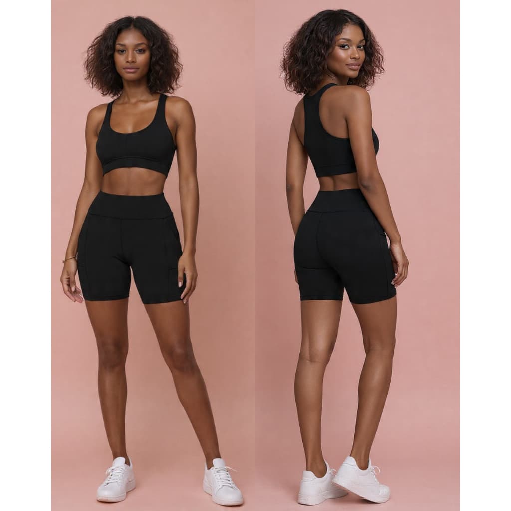 Conjunto Fitness Feminino Top + Short Elasticidade Máxima Academia M G GG e G1