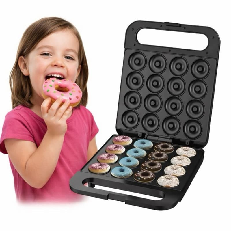 Máquina de Mini Donuts Capacidade para 16 Rosquinha Elétrica 220V Portátil