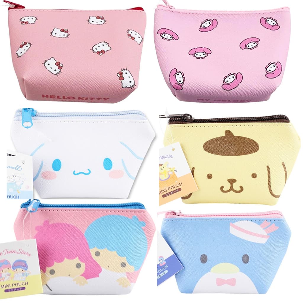 Mini Necessaire Porta Moedas Sanrio Hello Kitty My Melody Cinnamoroll Pompompurin Kuromi