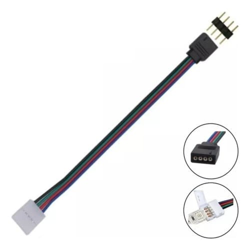 Conector Emenda Adaptador Fita Led Luz Rgb De 4 Vias Rabicho - 1 unidade