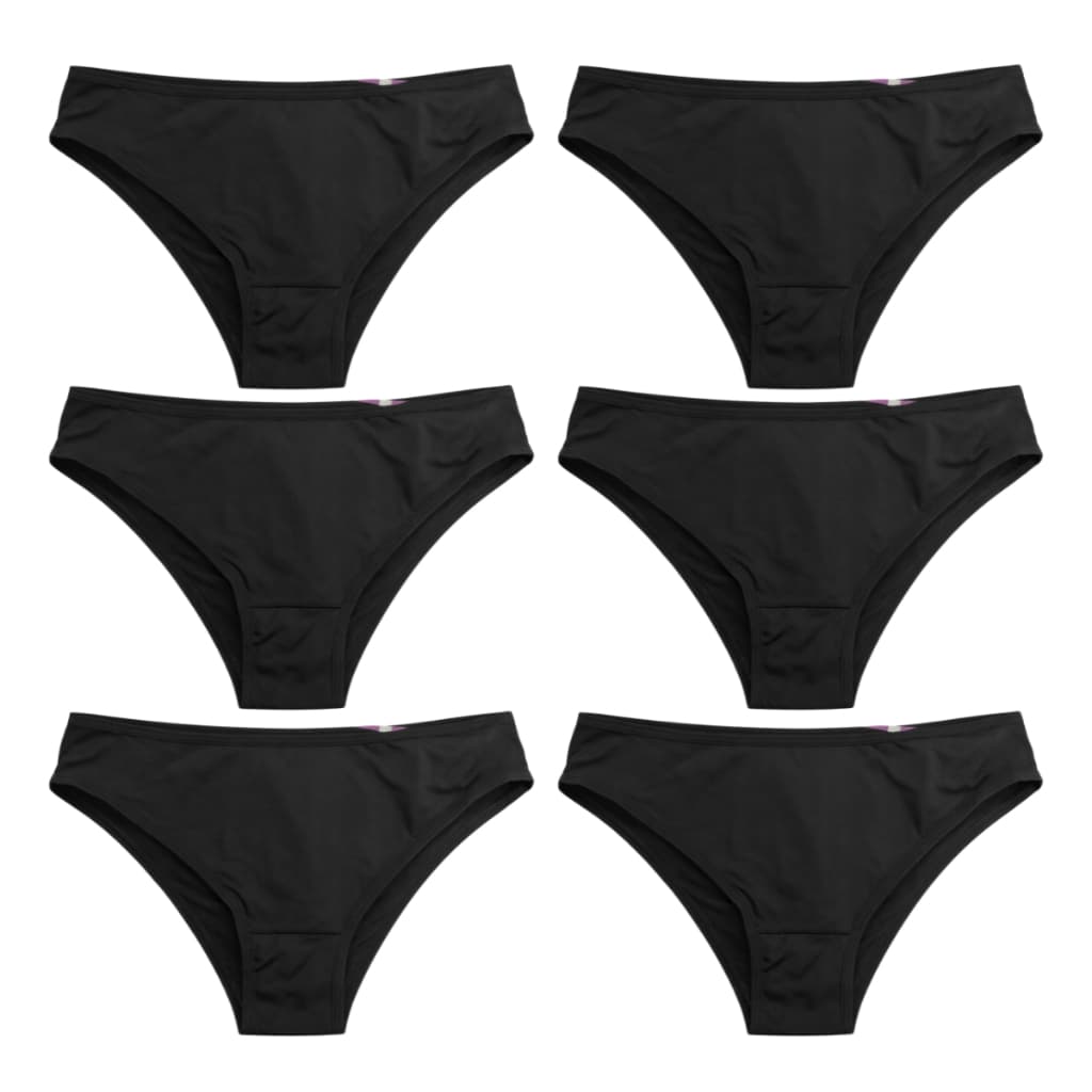 Kit Del Rio 6 Calcinhas Biquíni Microfibra Lisa Preto P M G GG