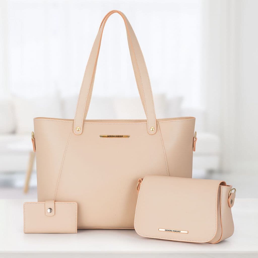 Kit Bolsa Feminina Sacola Tiracolo Espaçosa + Bolsa Pequena Estilosa Reforçada + Porta Cartão