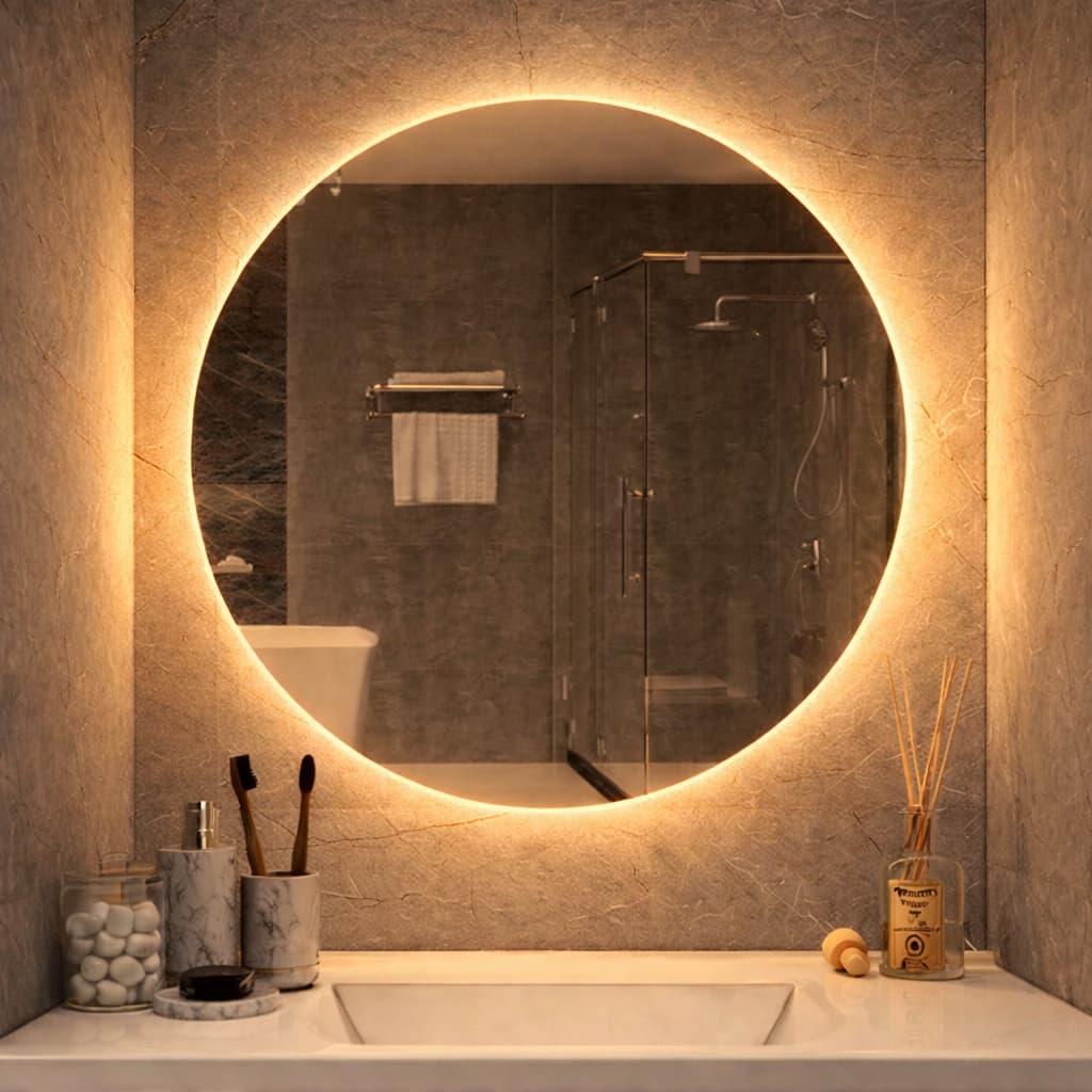 Espelho Redondo De Parede Led Quente Penteadeira Closet Quarto Banheiro E Sala De Estar Pinterest
