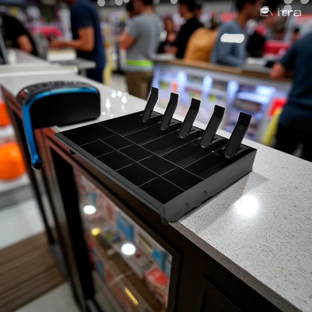 Porta Cédulas Gaveta Caixa Checkout Dinheiro Registradora com 14 divisórias