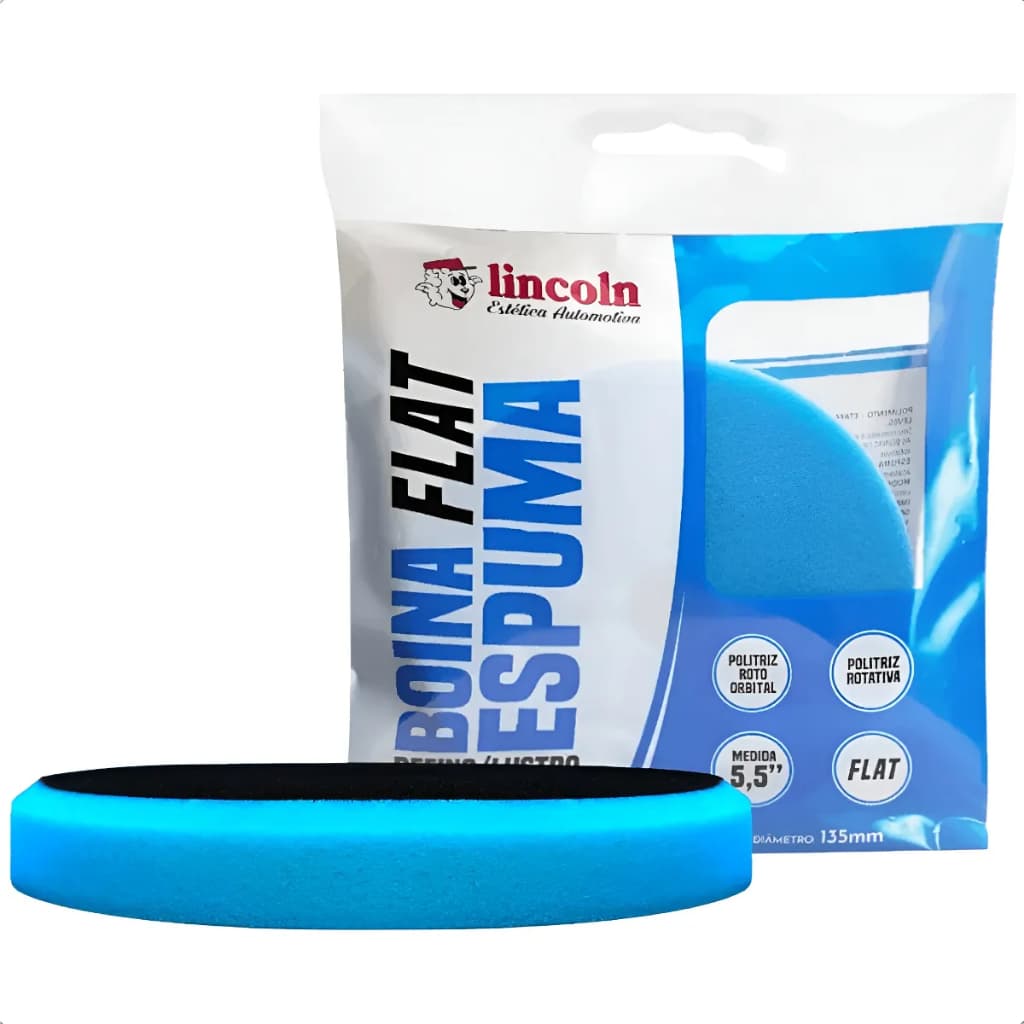 Boina de Espuma Flat Azul Acabamento Refino/Lustro Lincoln 5,5"