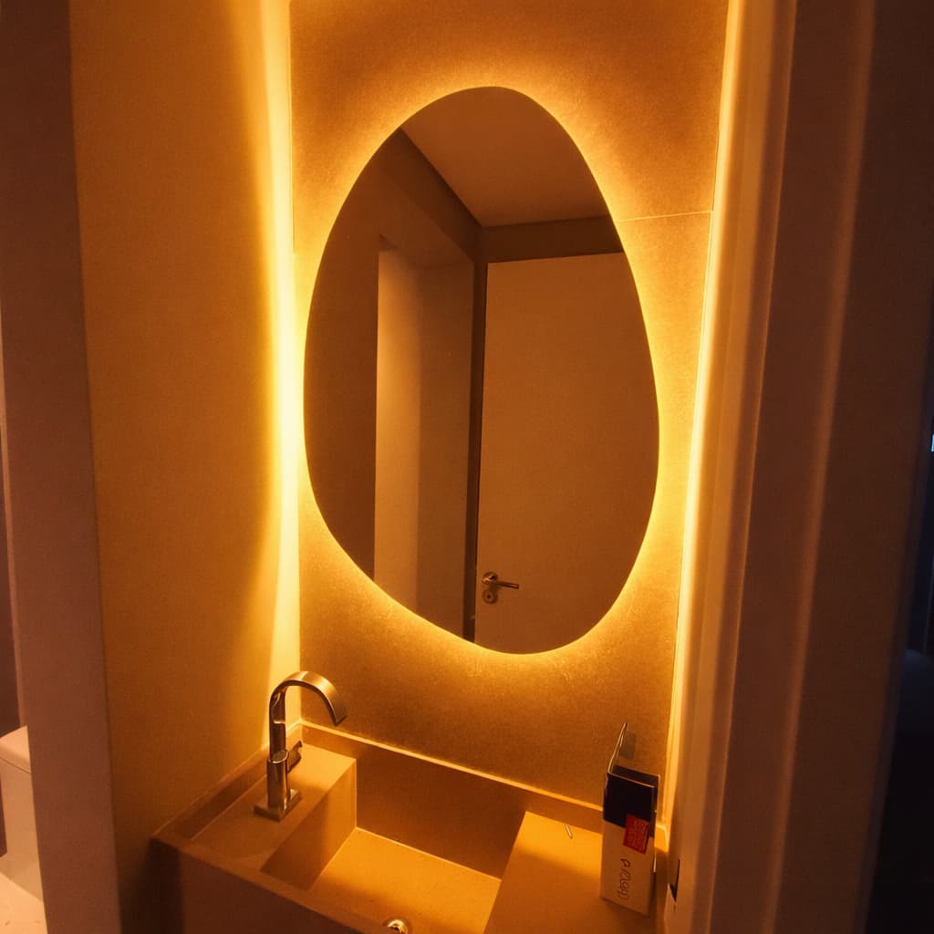Espelho Moderno Decoração Banheiro Orgânico 60 x 40 Sala Quarto Led Quente/Frio Pinterest Demoglass