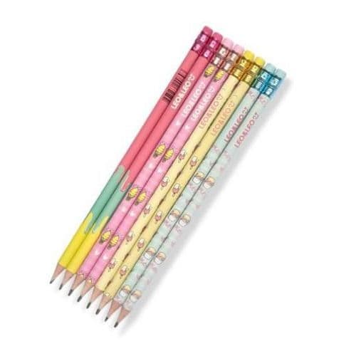 kit 12 Lápis de Escrever 2/HB Diversas Estampas com Borracha LeoeLeo Material Escolar HB Grafite