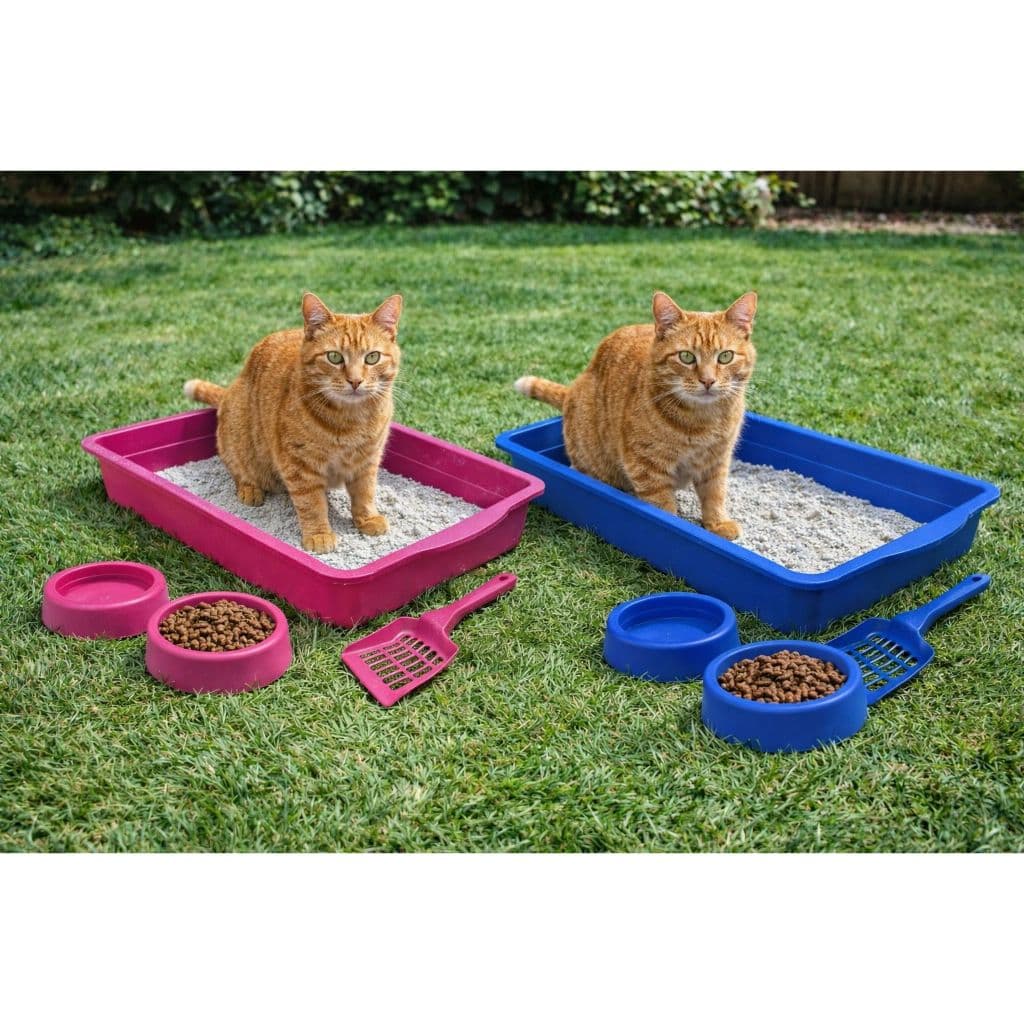 KIT BANDEJA PARA GATOS 4 PEÇAS 1 BANDEJA SANITÁRIA PARA GATOS   2 COMEDOURO  1  PA