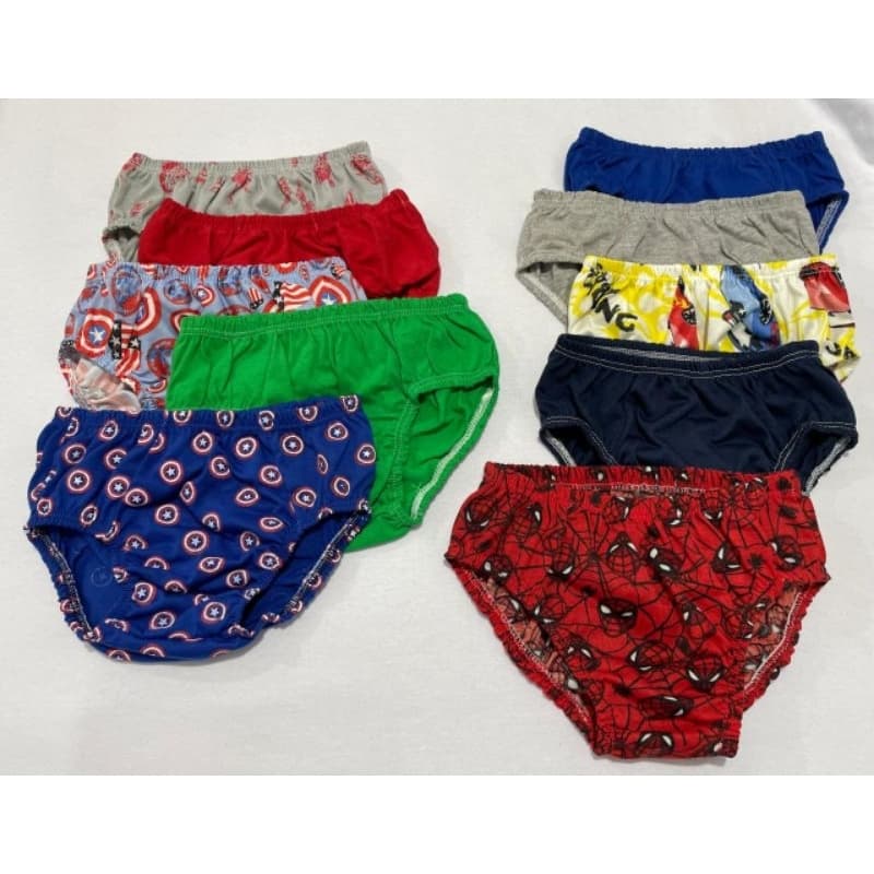 Kit 10 Cuecas slip algodão Bebê E Crianças Masculina Infantil Lisas E Estampadas  Para Desfralde