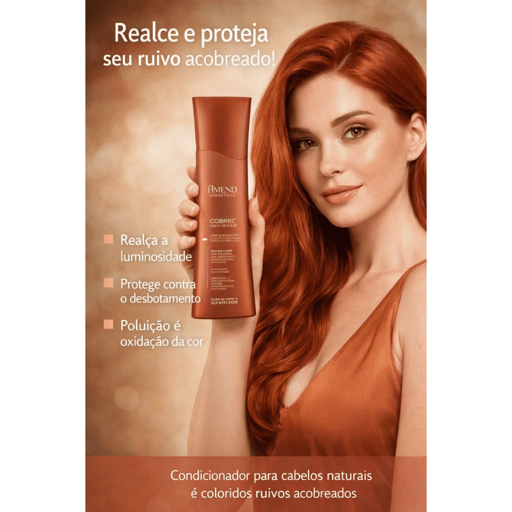 Condicionador Amend Cobre Effect 250ml Nutrição Profunda e Brilho Vibrante para Cabelos