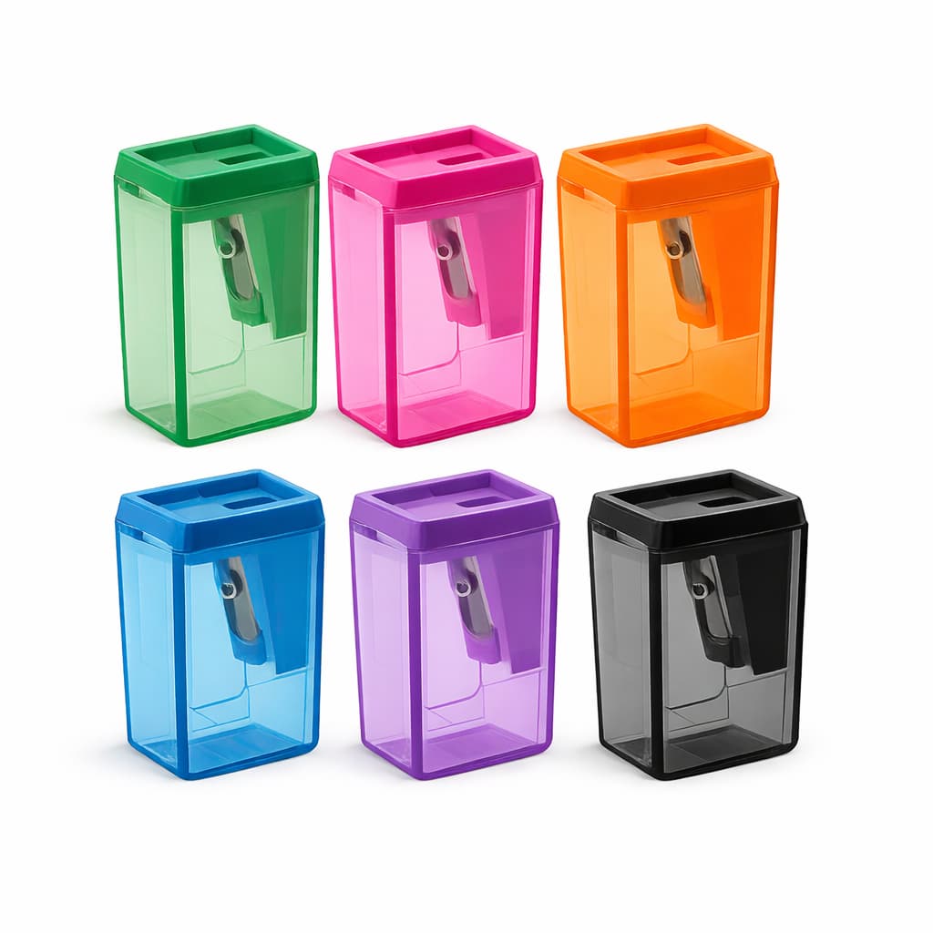 Apontador Escolar com Depósito LeoLeo 4 cm Transparente – Compacto, Portátil e Resistente