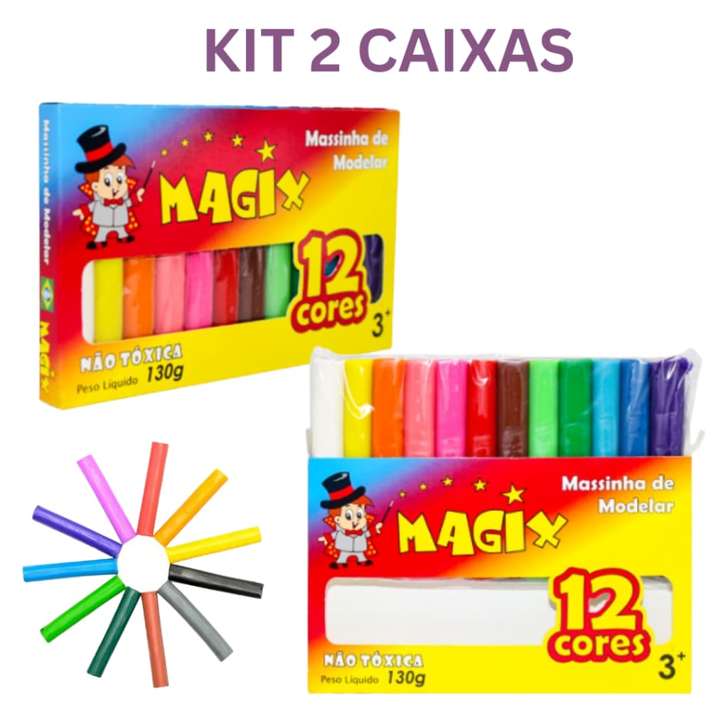 Kit 2 Massinha De Modelar 12 Cores Magix  130g Multicolor