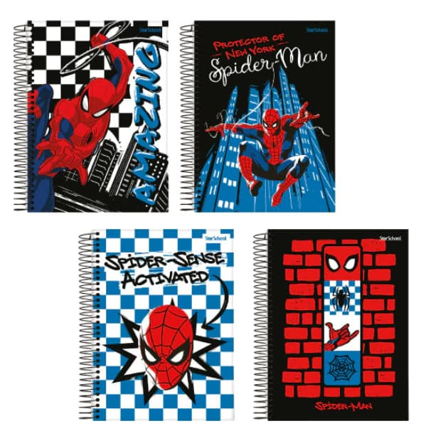 Caderno Pequeno Espiral 1/4 CD 80 Fls Spider- Man Starschool Anotações Escolas Escritorios