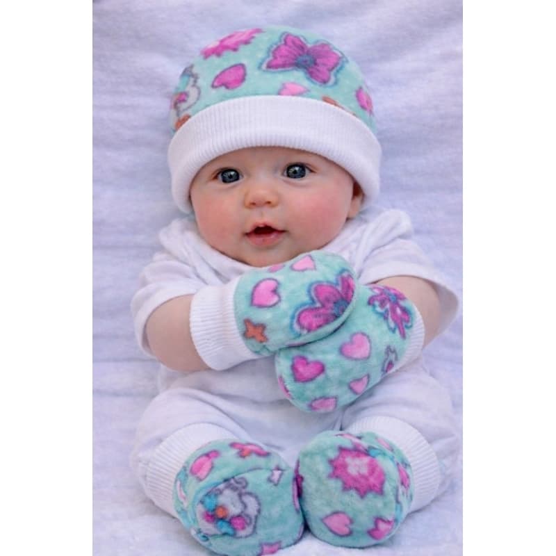 Kit Bebê RN Feminino – Touca, Luva e Pantufa/ enxoval