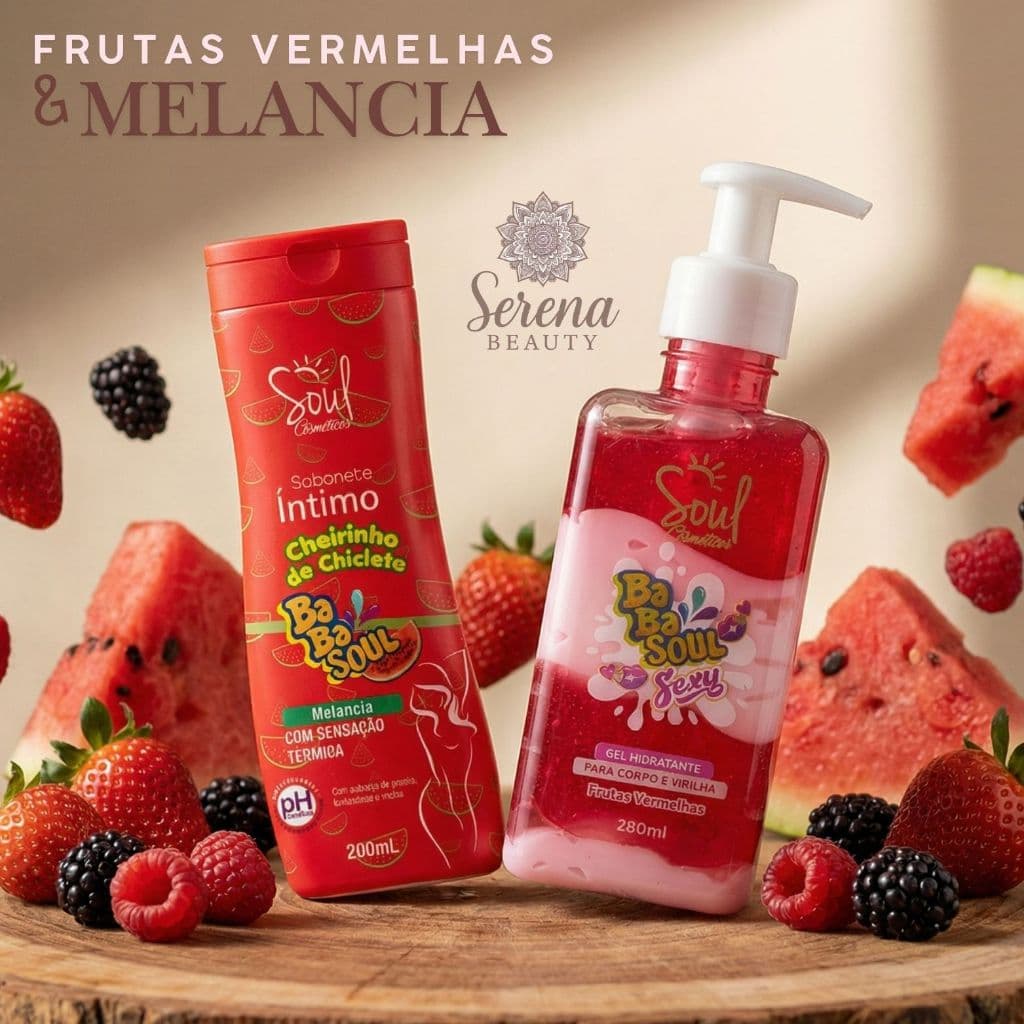 Sabonete Íntimo + Gel Hidratante Corpo e Virilha Cheirinho de Chiclete Babasoul