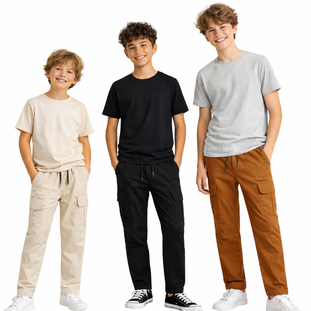 Calça Cargo street Masculina Premium Despojada Juvenil Calça Para Meninos Com Bolsos Laterais