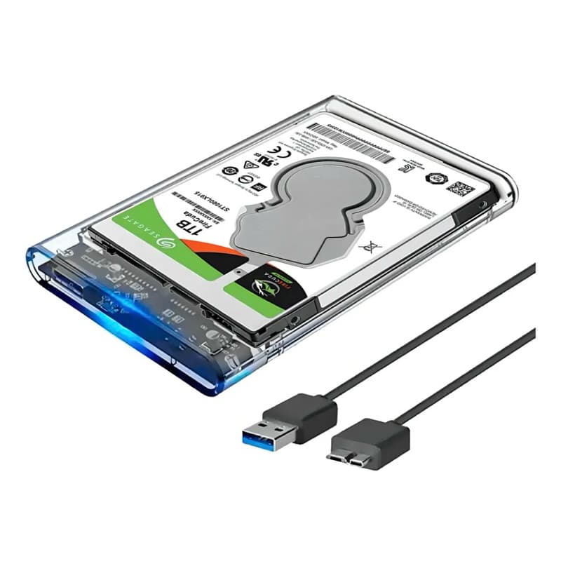 HD Portátil Externo 1TB com Case Transparente - Formatado FAT32