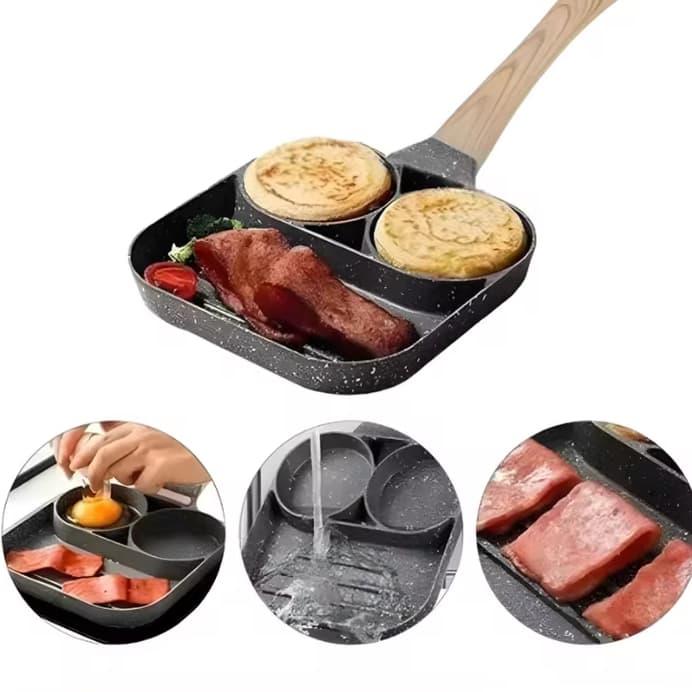Frigideira Antiaderrente 3 Divisórias para Ovos, Bacon e Lanches