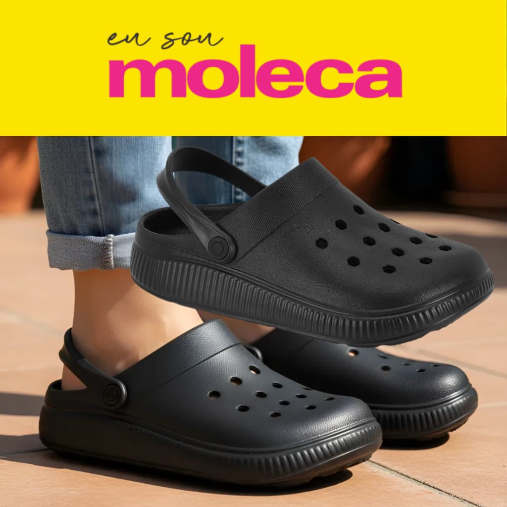 Babuche Feminino Moleca Chinelo Sandália Eva Leve Confortável Original Casual Ortopédico Preto Branco Off