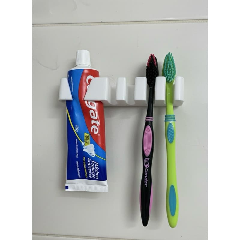 Porta Escova e Pasta de Dente – Fixação sem Furadeira