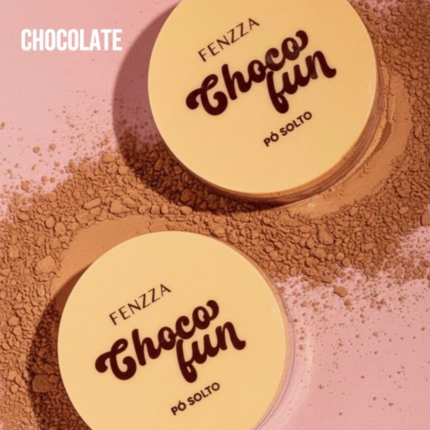 Fenzza Pó Solto Choco Fun Chocolate  - Uniformiza, Efeito Blur, Aroma de Chocolate