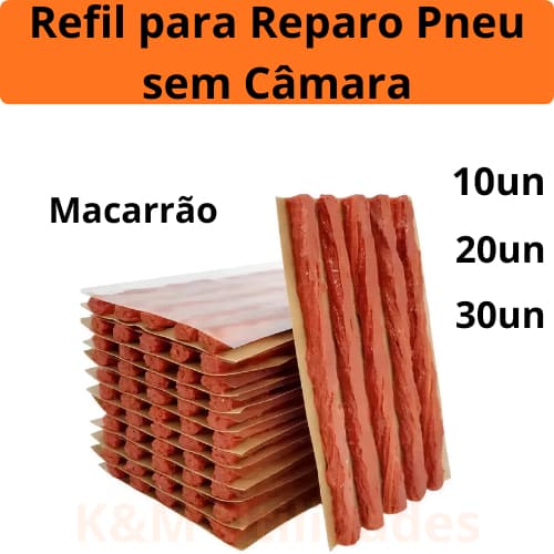 Kit Refil para Reparo de Pneus com 10 - 20 e 30 unidades  Macarrão para Reparo de pneus