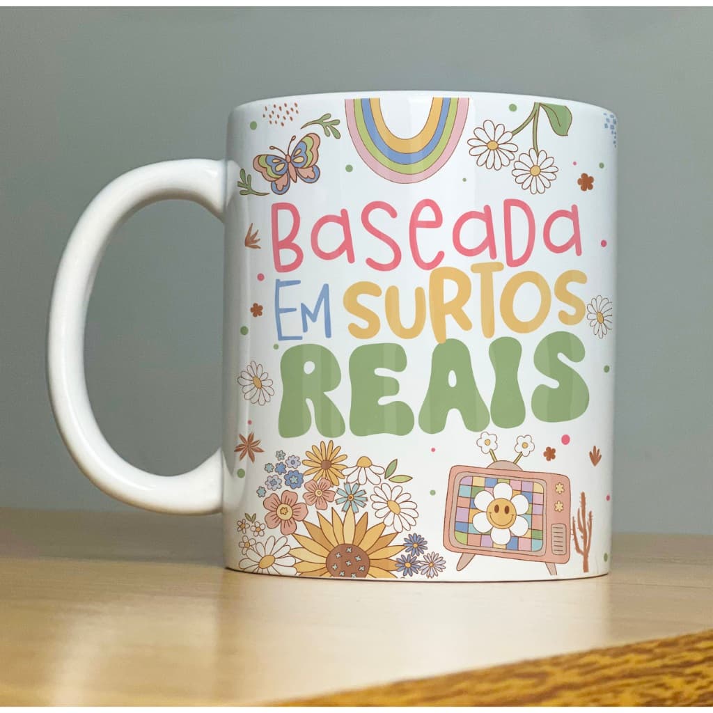 Caneca BASEADA EM SURTOS REAIS Good Vibes 1-Xícara com Frases Divertidas  engraçadas Porcelana