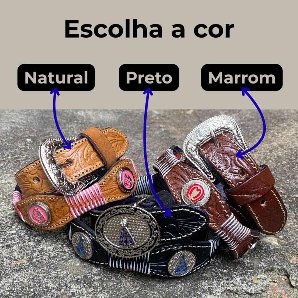 Cinto Country preto Broche Mangalarga Preto - Fivela Personalizada