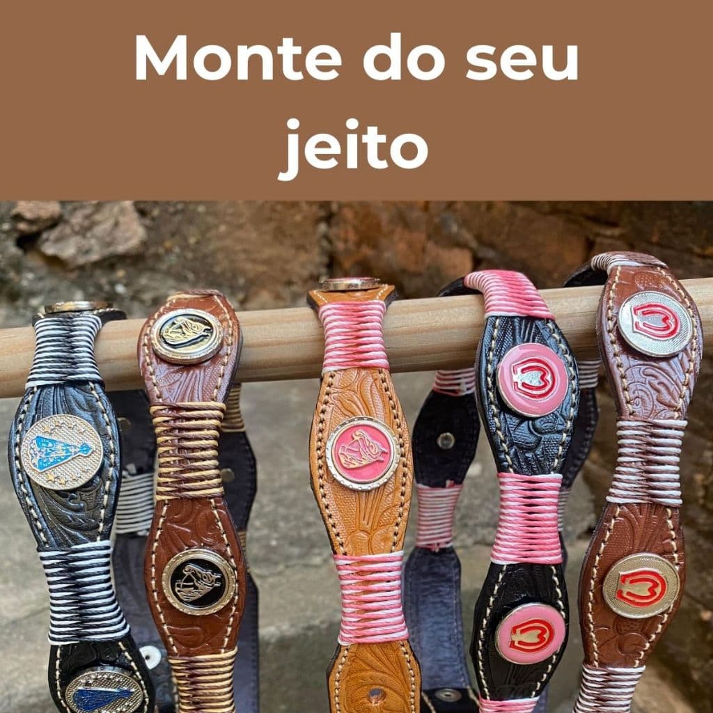 Cinto Country Natural Aplique Mangalarga Prata - Fivela Personalizada