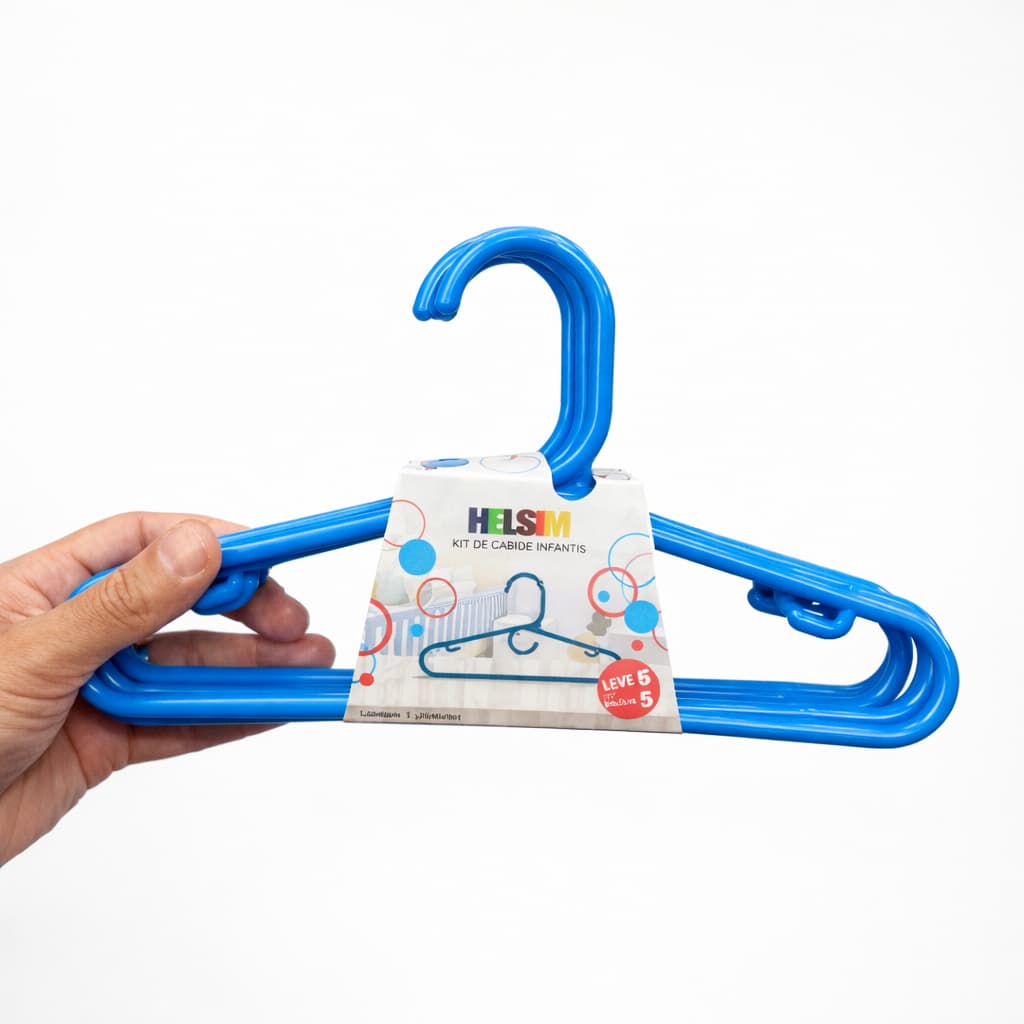 Kit  36 Cabides Infantil Menino Azul Reforçado Plástico Bebê Kids Organizador Roupa Qualidade Premium