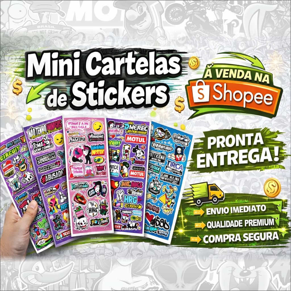 10 Cartelas Adesivos 14x20 Carro Moto Bike Caminhão