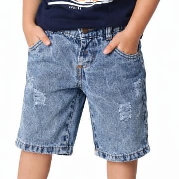 Bermuda Jeans Infantil Masculina Short Jeans Menino Kids Bermuda Verão Infantil para Meninos 2 4 6 8 anos