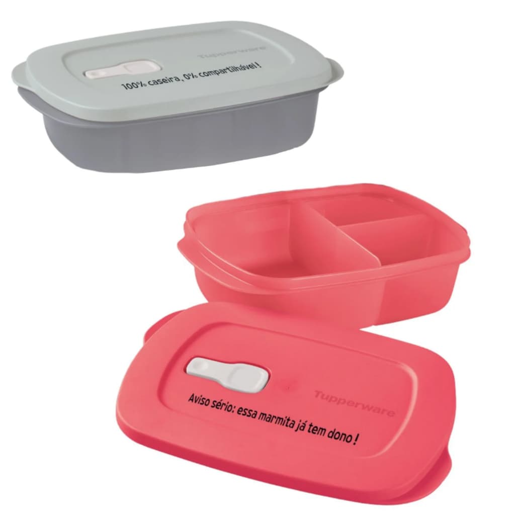 Tupperware Marmita Cristalwave Com Divisórias Retangular 1 Litro Original