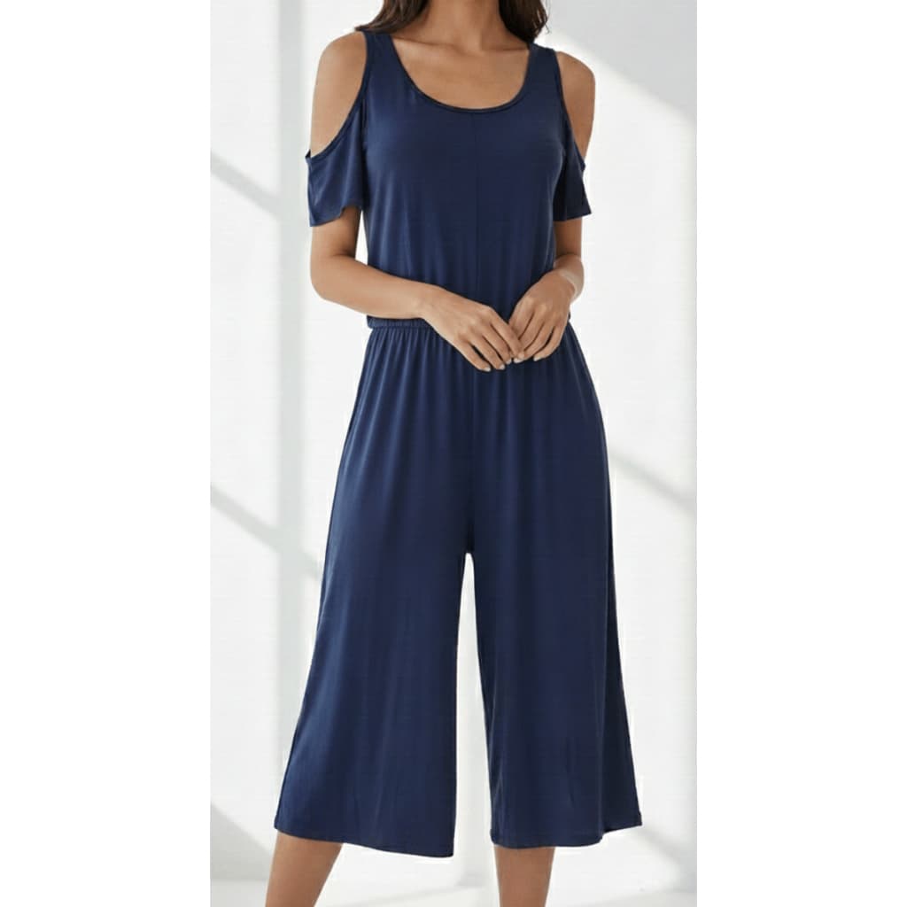macacão di corpo longo azul marinho reto minimalista alfaiataria elegante casual chic soltinho