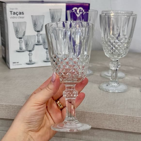 Jogo de taça com 6 unidades - Taça de vidro New Cálice 200ml cada