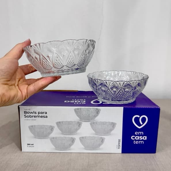 Jogo de sobremesa - Kit com 6 tigelas de vidro 360ml