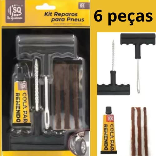 Kit Reparo para Pneus sem Câmara 6 Peças reparo para pneu