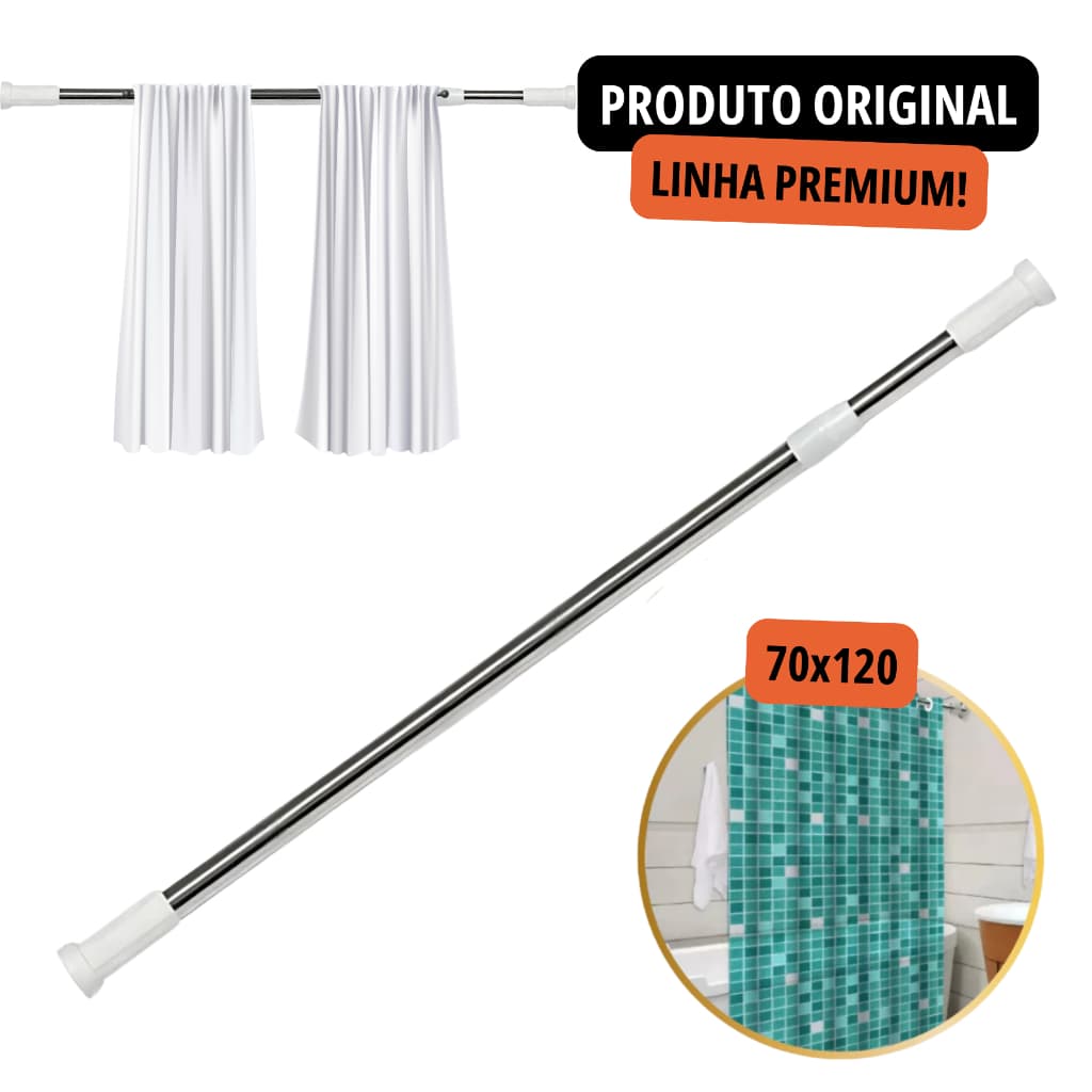 Varão extensivel para Cortina Banheiro Cozinha Provador Casa Oganização Banho 3 Tamanhos Diferentes