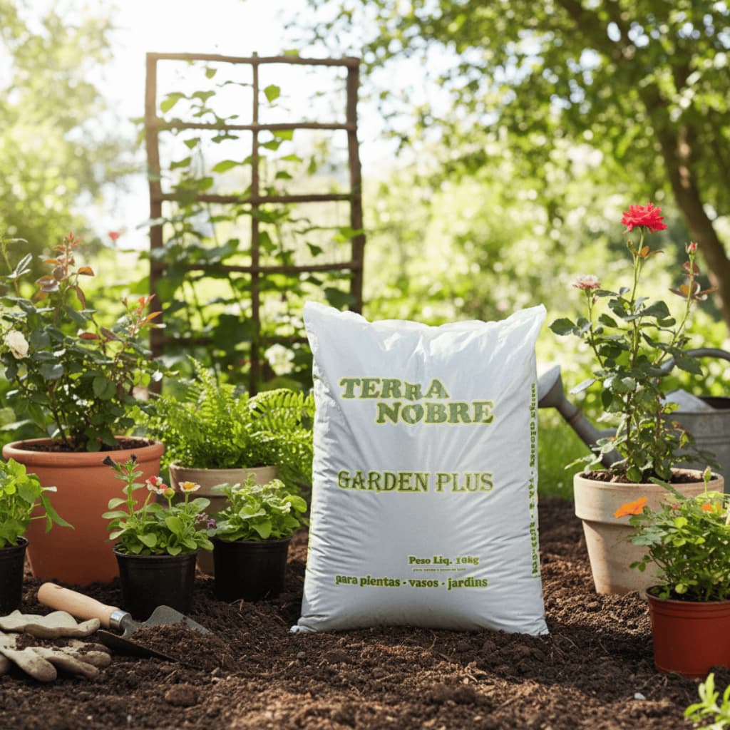 Terra Vegetal Adubada 100% Orgânica Jardim Vaso Garden Plus Jardinagem Floreira Canteiros Plantio