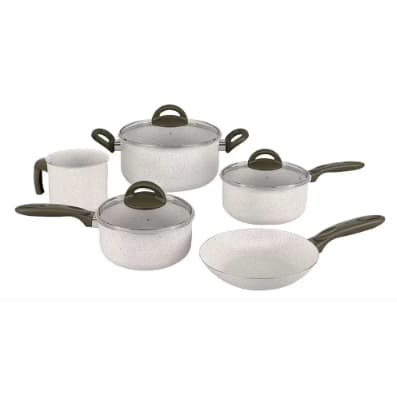 Jogo de Panelas Brinox Antiaderente Ceramic Life Suprema 5 peças cor Vanilla