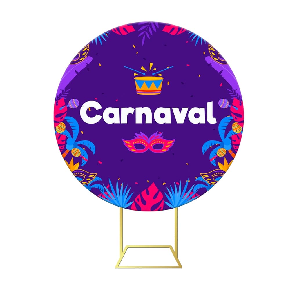Painel De Festa Redondo Em Tecido Carnaval Pandeiro 1,50 mt