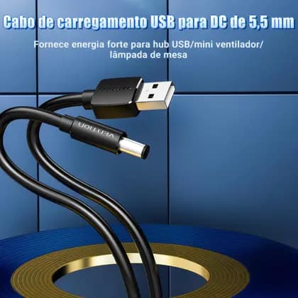 Cabo de Alimentação USB P4 5.5mm 50cm
