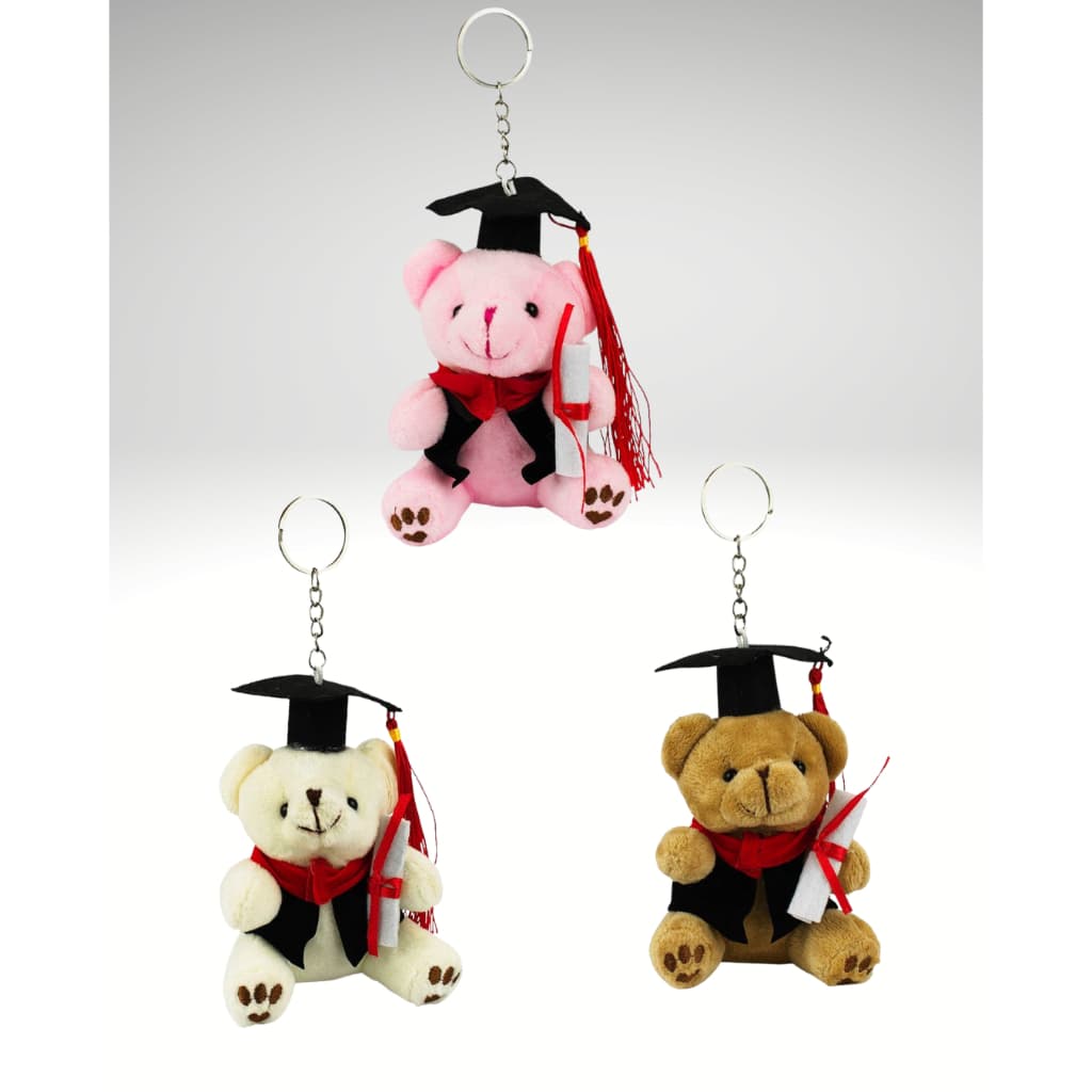 Chaveiro De Pelúcia Ursinho de Formatura com Diploma 12cm