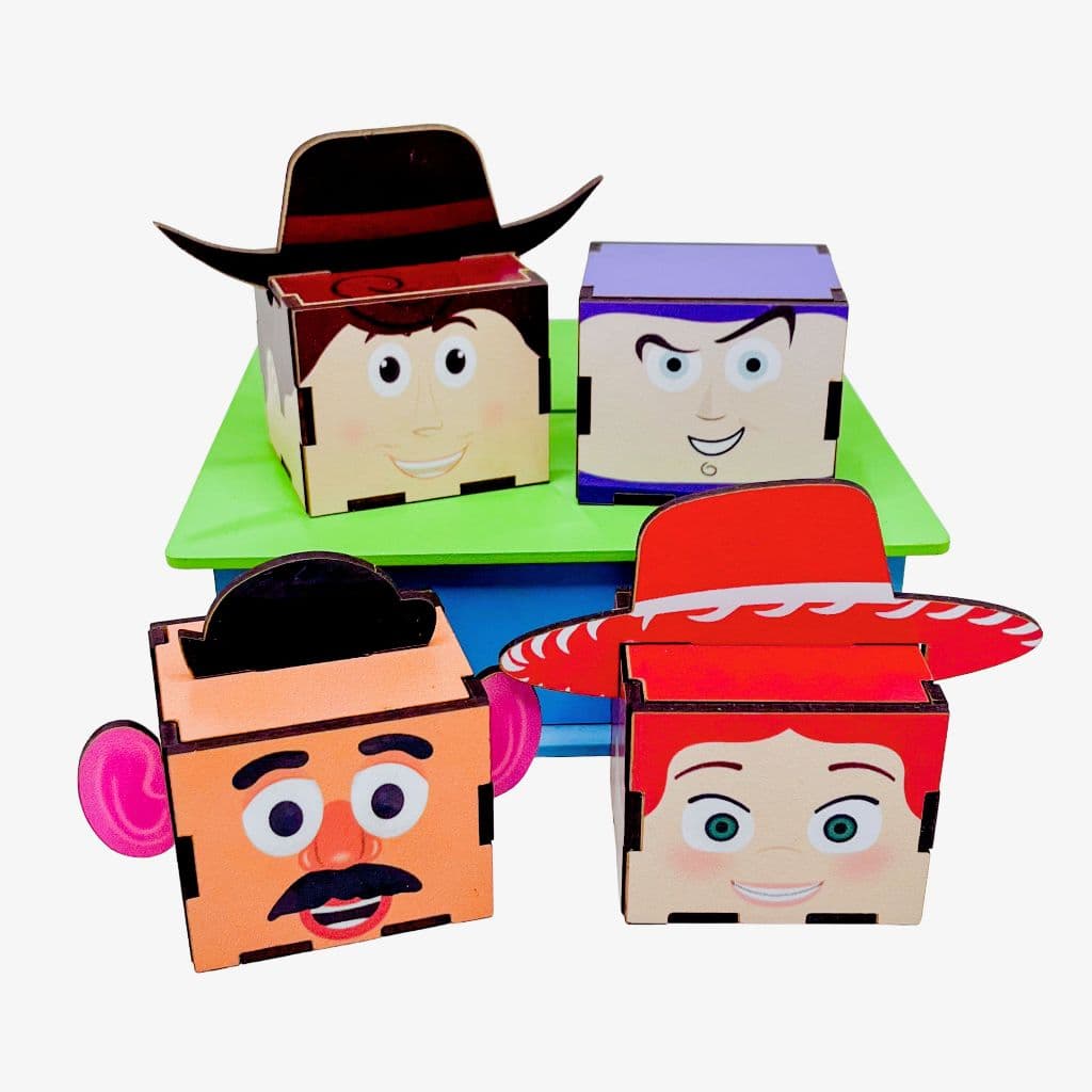 5/10/15/20PCS Mini Cubos Toy Story em MDF - Lembrancinha Porta Bombom Caixinha