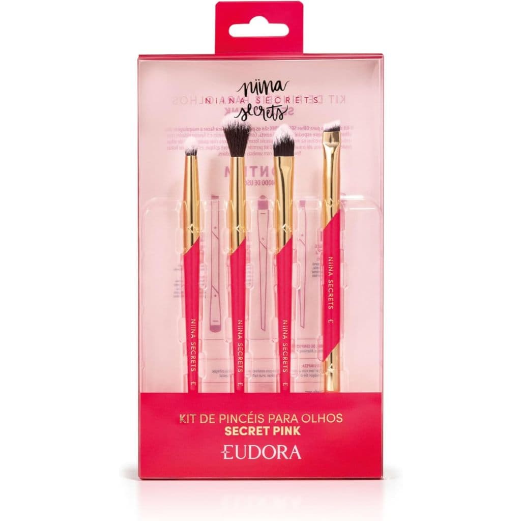 Kit Pincéis para Olhos Secret Pink Niina Secrets 4 peças