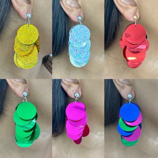 Brinco de carnaval/ bloquinho sereia com lantejoulas grandes (dourado, rosa, prata, vermelho, branco, verde e colorido)