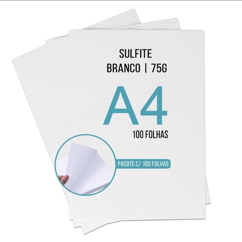 Folha Sulfite Branca A4 75g 100 unidades